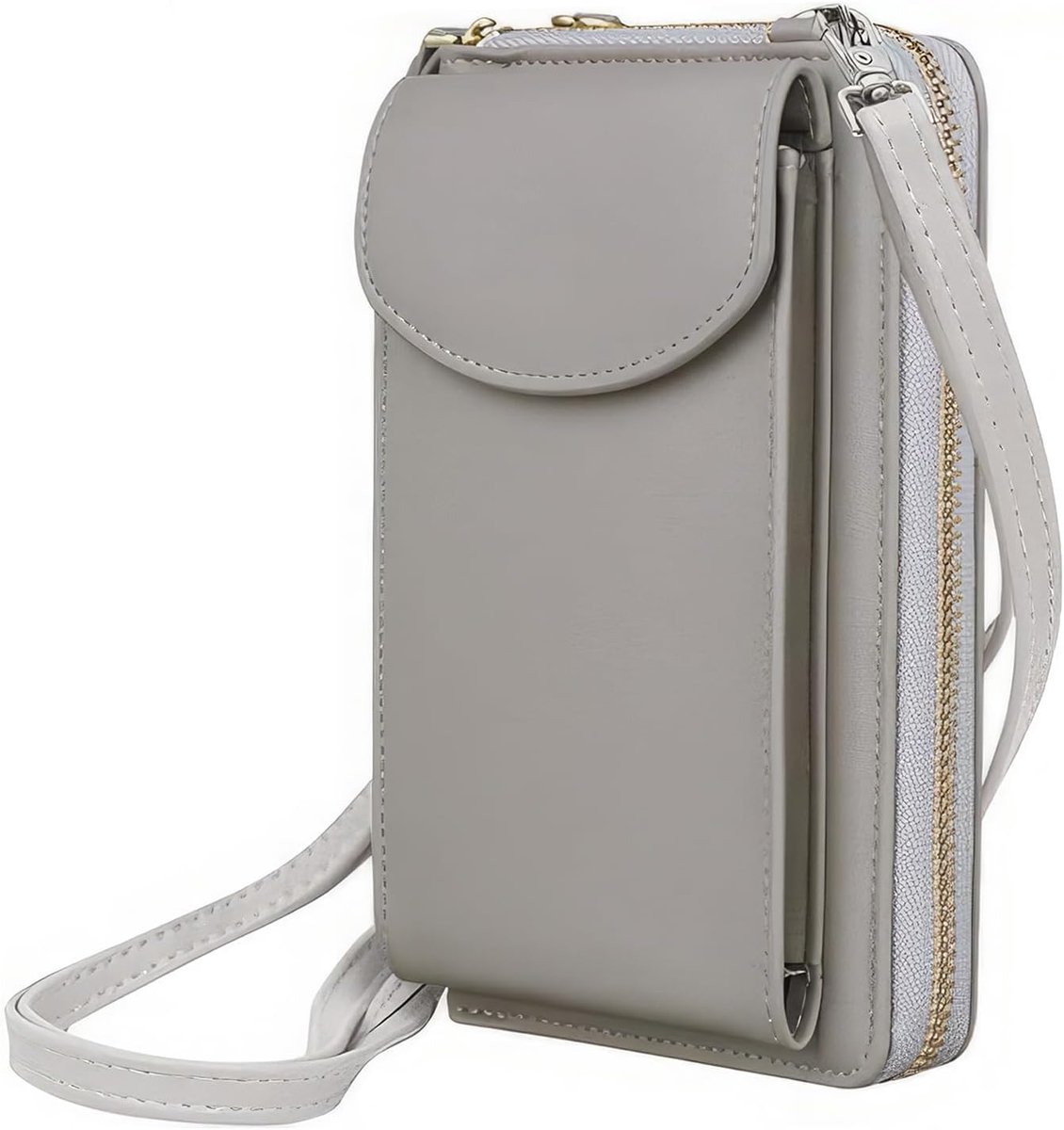 Dailygoods - Dames Schoudertas - PU Leren Mobiele Telefoon Tas met Verstelbare Schouderriem - Donkergrijs