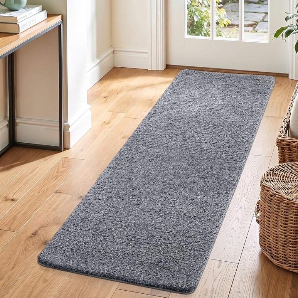 Deurmat 60 x 180 cm Antislip Droogloopmat Binnen en Buiten, Super Absorberend, Machinewasbaar, Grijs-Blauw