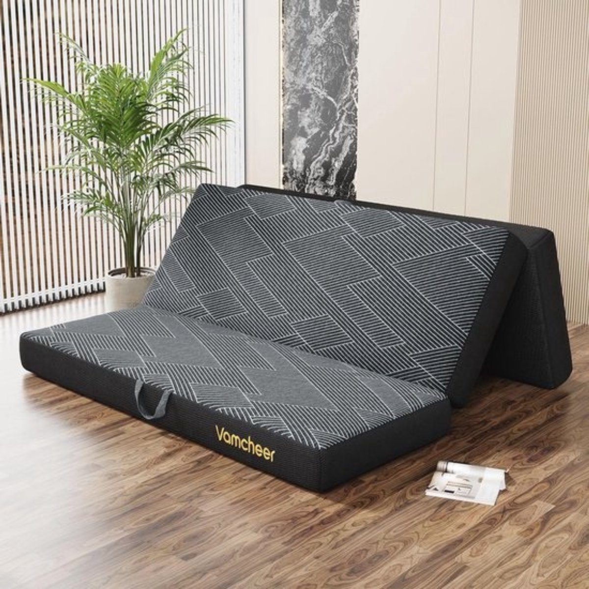 Extra dik vouwmatras - 15 cm - 3-delige gelschuim reismatras - Voor volwassenen - Inklapbaar camping- en logeerbed