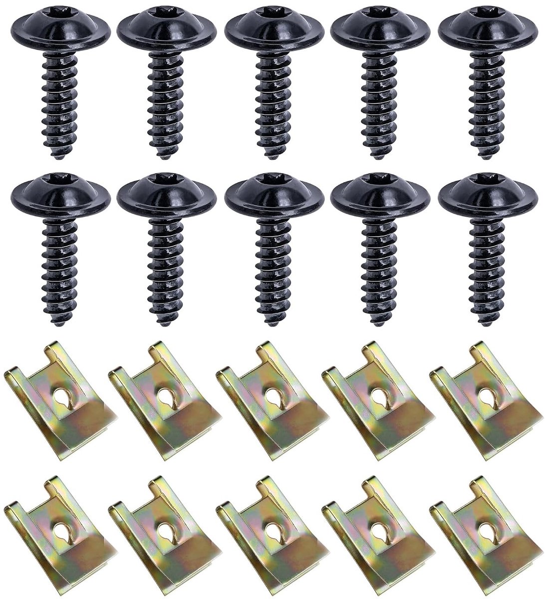 Complete Set van 10 Schroeven, Moeren en Klemmen voor Auto-onderdelen en Reparaties