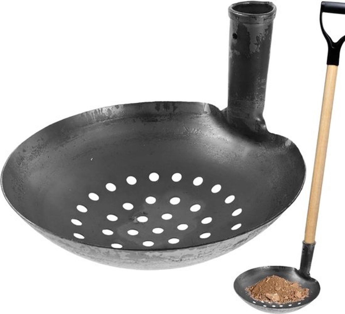 Metalen modderschep - IJzeren pollepeltjeef - Voor tuinonderhoud - Met gaten - 23 cm - Metaal