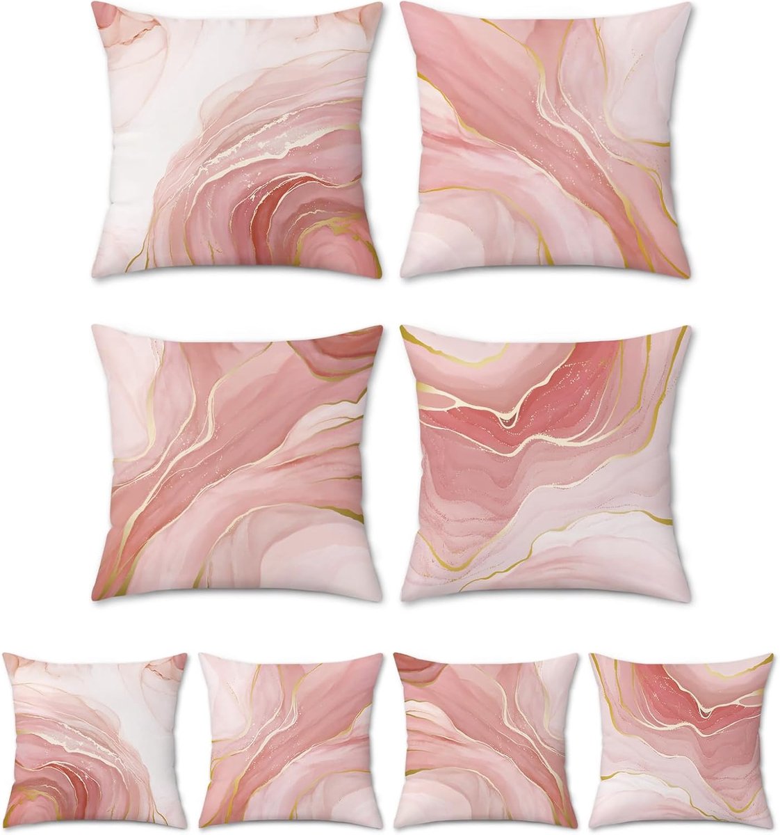Cushion covers 45 x 45cm - dubbele zijde roze-goud - modern abstract - perfect voor woonkamer - SnelShoppen