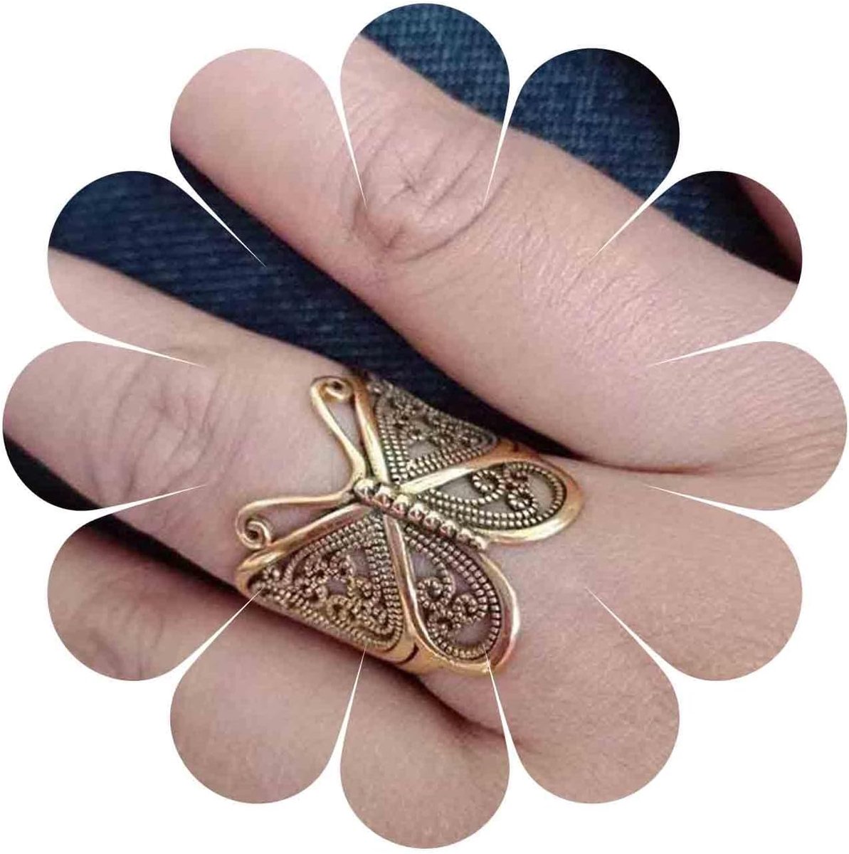 Vintage Butterfly Rings, Gold Metal Butterfly Rings, Adjustable Butterfly Rings, Adjustable Butterfly Rings, Hand - ShopVlot