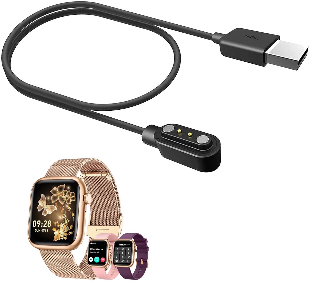 USB-kabel compatibel met TAOLOON smartwatch 1,83 inch G104 - 1 stuk - oplaadkabel - ideaal voor dagelijks gebruik - ShopVlot