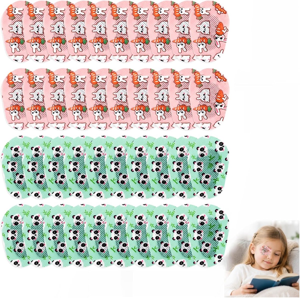 40 Kleurige Wegwerp Oogflappen voor Kinderen, Zelfklevende Fleece Oogbanden, Leuk Ontwerp voor Bescherming tegen Licht en Oogzwakte
