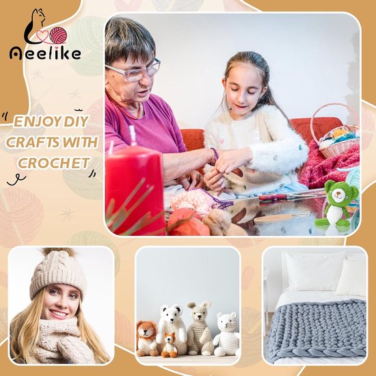 Ergonomische Haaknaald van Beukenhout 6.5mm, Comfortabele Haaknaald voor Artritis, Ideaal voor Haken en Breien, Met Soft Grip en Stevige Houten Handgreep — afbeelding 2