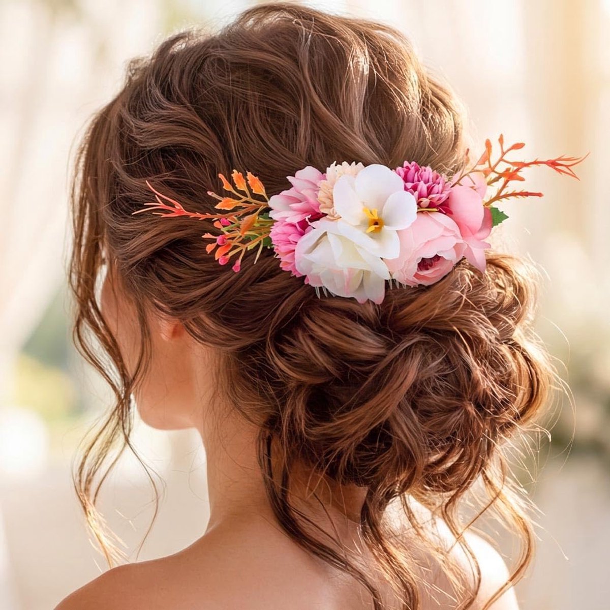 IYOU Haarkam voor bruid, bruiloft, kunstbloemen, haarsieraad, gastbal-hoofdtooi voor vrouwen - ShopVlot