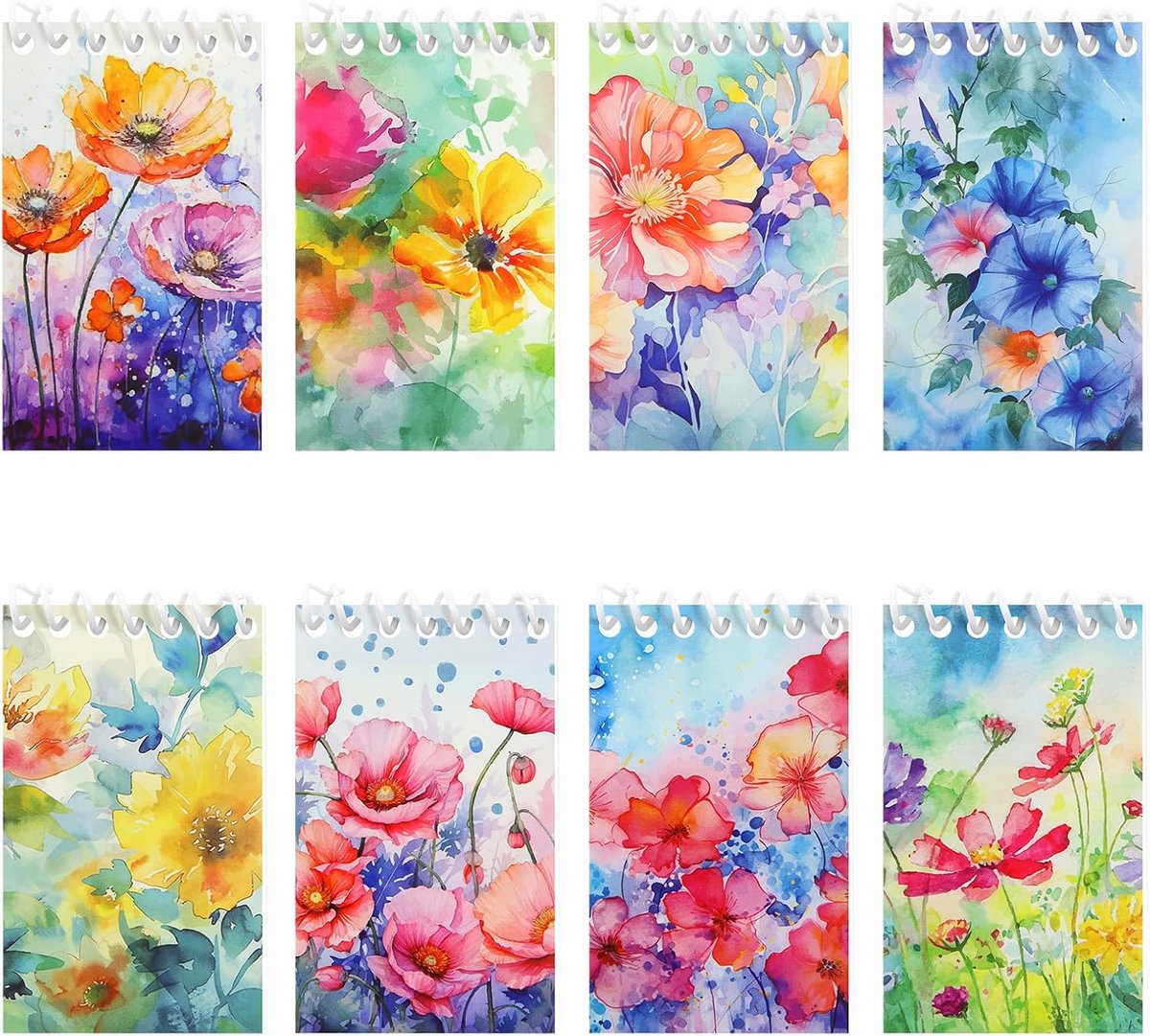 Notitieboekjes 8 Stuks - Bloemmotief - Pocketformaat - Ideaal voor notities - ShopVlot