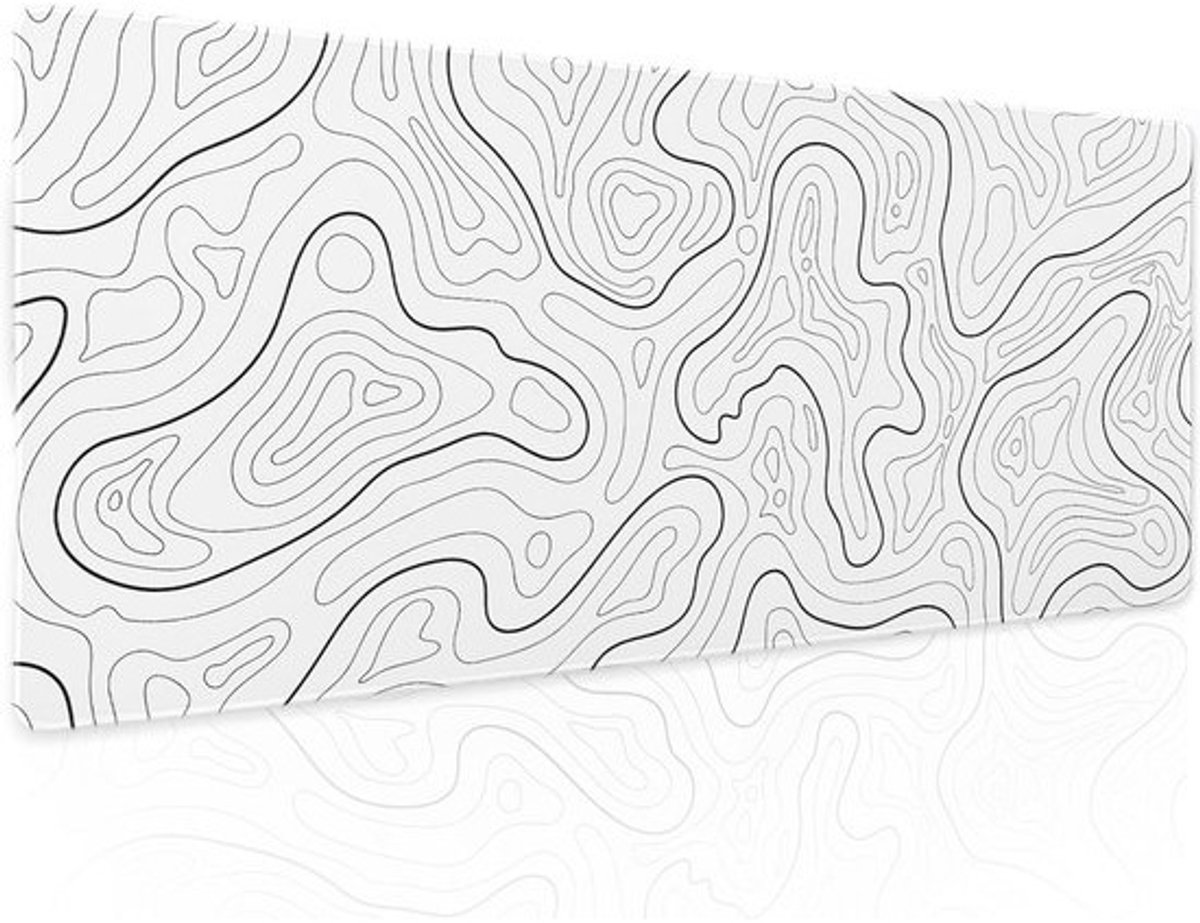Grote topografische gamingmuismat XL - Antislip bureauonderlegger voor toetsenbord