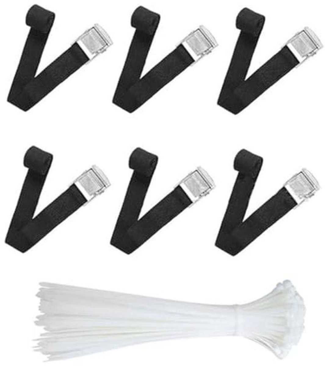 Set van 6 bevestigingsriemen - 40 cm - spanningen met klemsluiting - fiets, motor en bagage