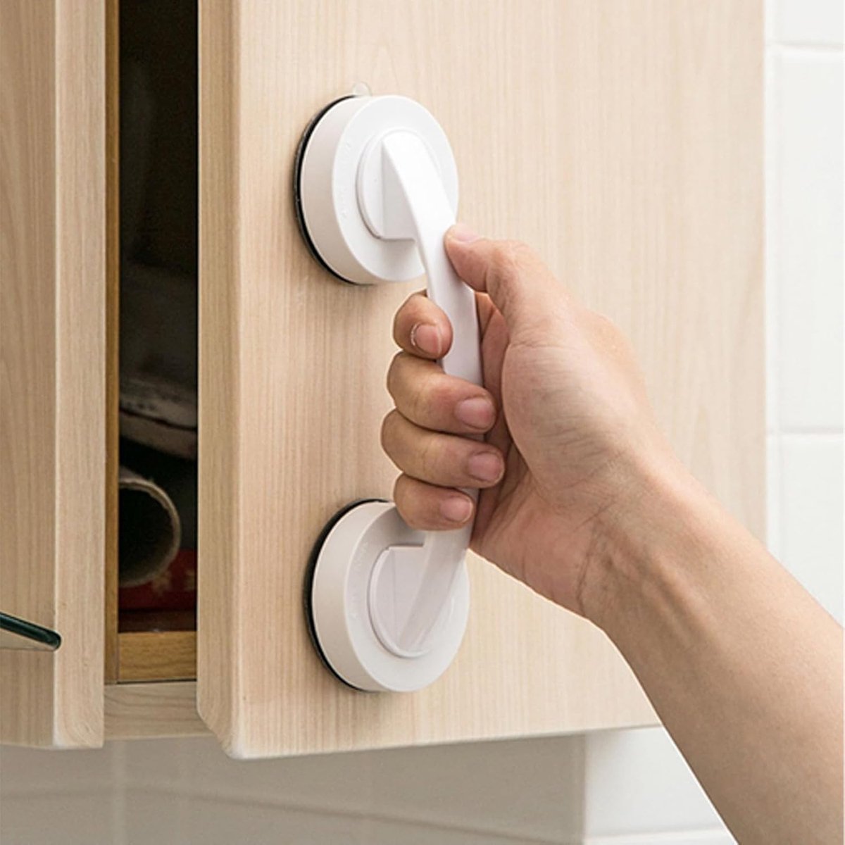 Door handle with suction cup without drilling, powerful bathroom suction cup handle for cupboards and windows, fridge - ShopVlot