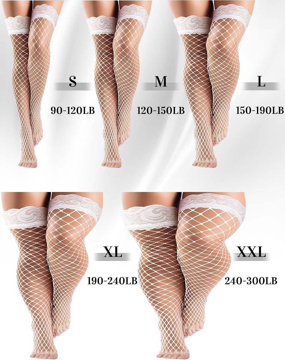 4 Paar Dames Halterloze Visnet Kousen, Kanten Kousen, Hoge Dameskousen voor Elegante Outfits