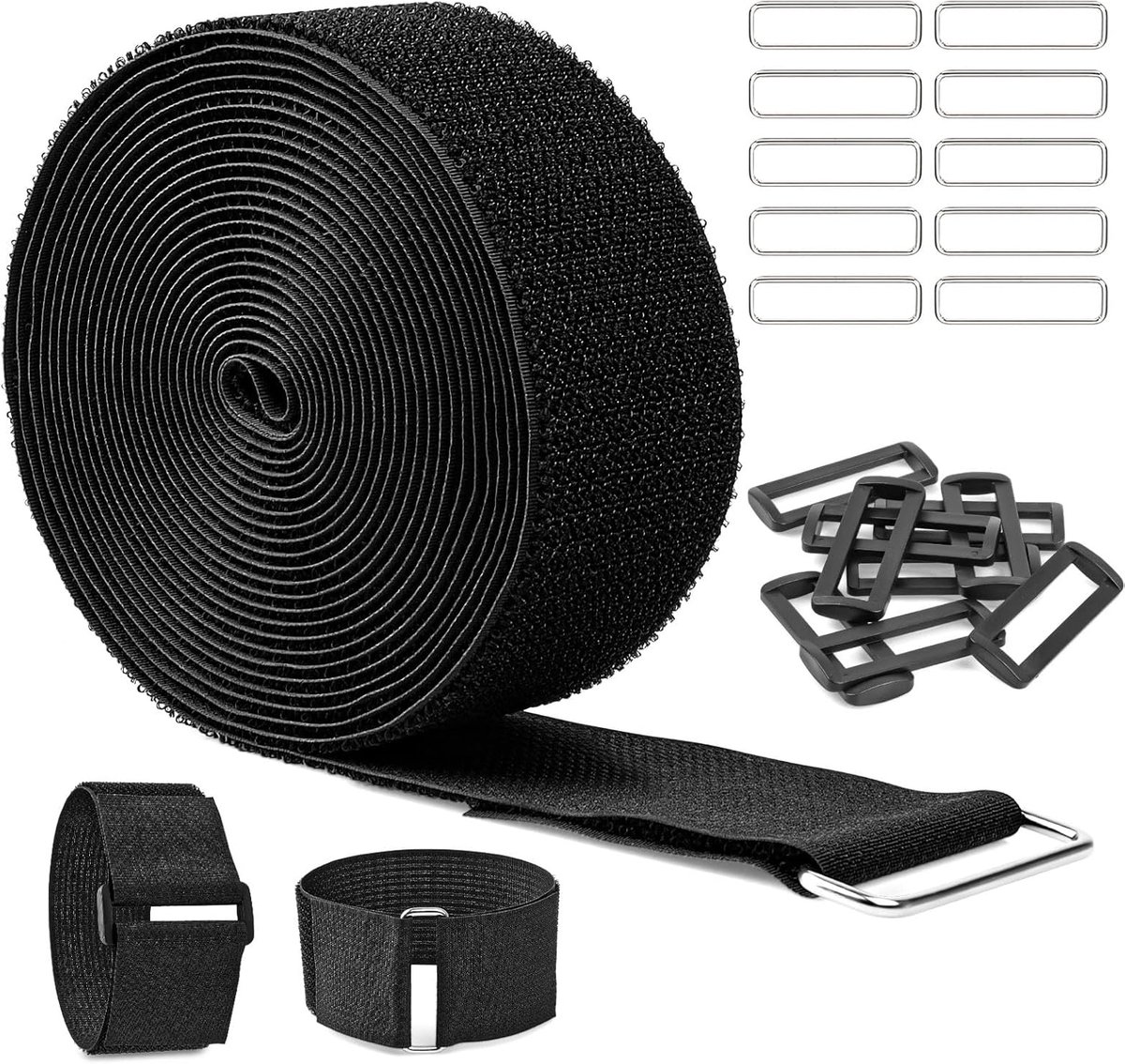 Kabelbinder 5 m - breed 5 cm - met 20 gespen - eenvoudig op maat te knippen - SnelShoppen
