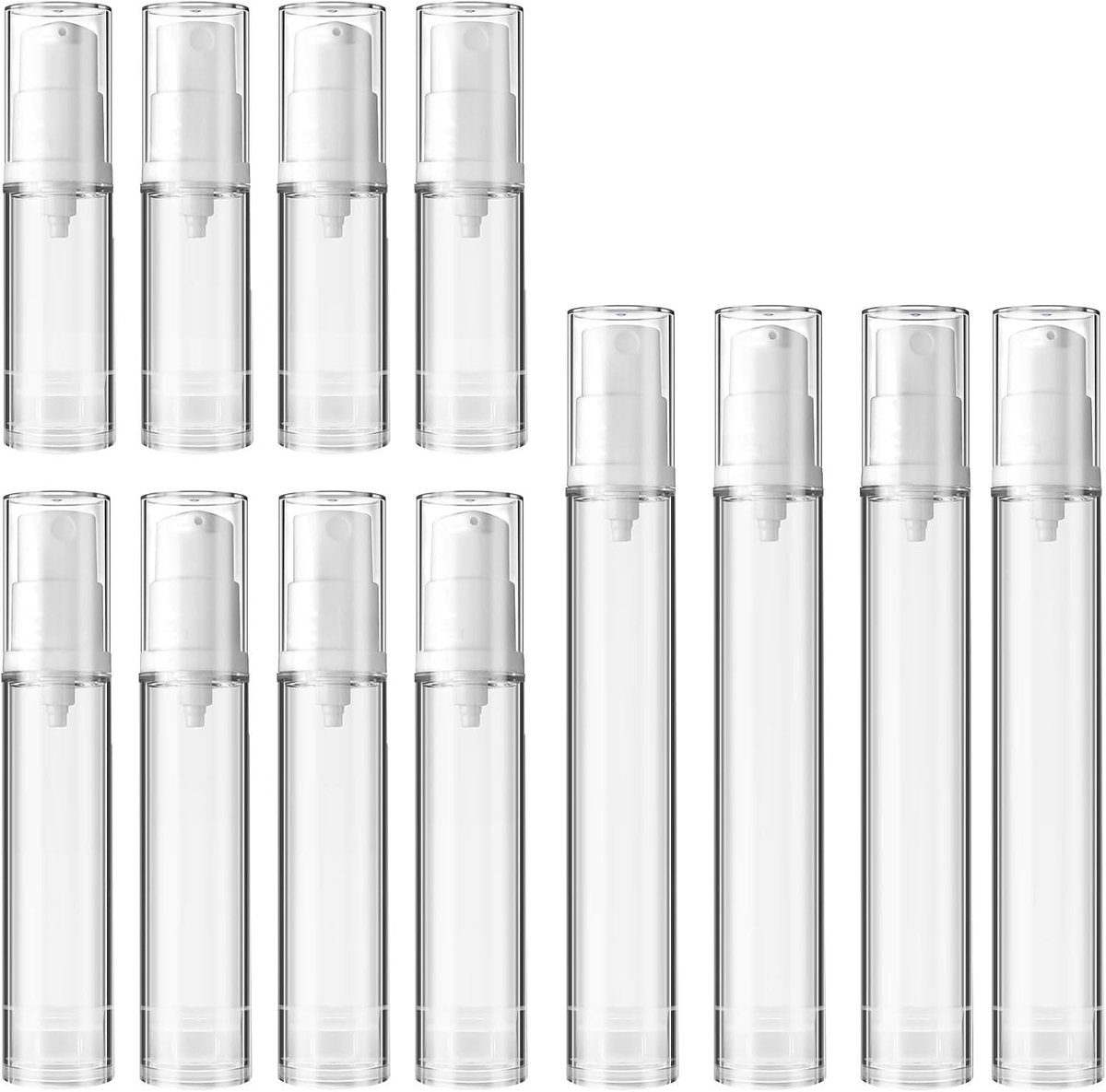 Empty Airless Pump Dispenser, Airless Atomizer, 12 Pieces, 5 ml, 10 ml, 15 ml, Small Pump Bottle, Travel Dispenser - ShopVlot