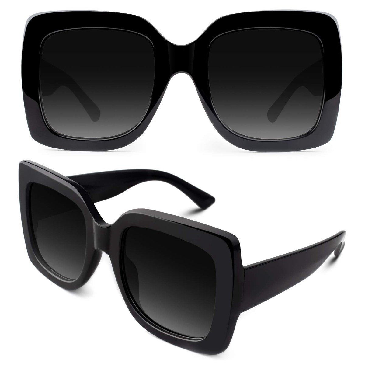 GQUEEN Dames Oversized Vierkante Frame Zonnebril Meerdere Getinte Glitter Designer Geïnspireerd Stijlvolle Shades S904 - ShopVlot