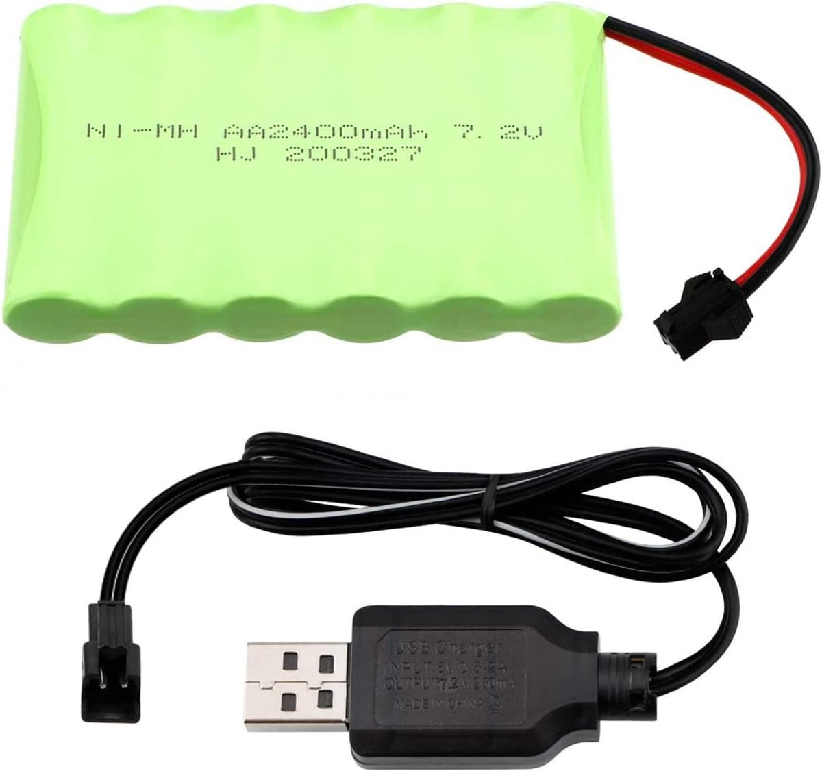 7.2V 2400mAh NI-MH Batterij SM 2P Plug vrouwelijke Connector met USB Charger Set voor RC Auto Off Road Truck Jumper Speelgoed