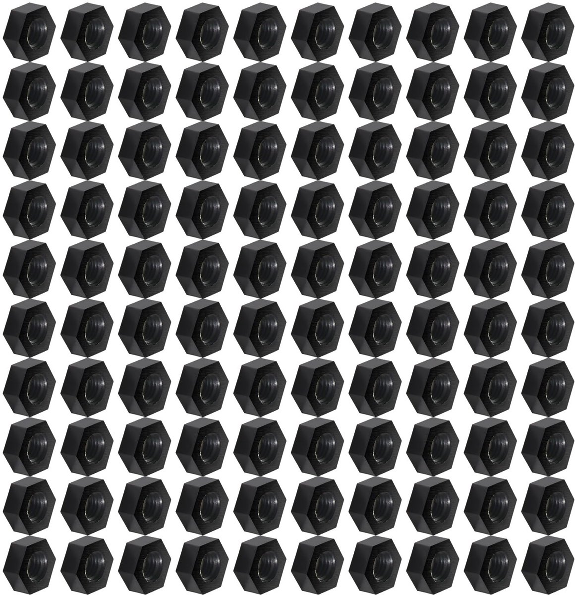 100 Stuks M4 Metrische Draad Zeskantbevestiging, Nylon Zeskantmoeren, Kunststof Zeskantmoer, Zwart