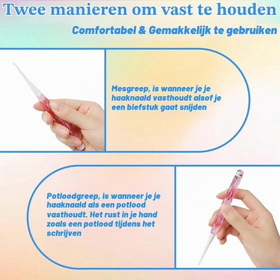 Ergonomische Haaknaalden Set van 8 Stuks van Kunststof met Antislip Handvatten 2.5mm-6mm voor Comfortabel Haken — afbeelding 4