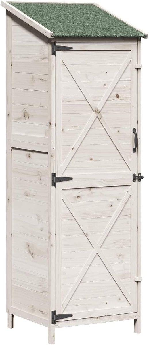 Tuinschuur wit 59,5 x 56 x 176,5 cm massief hout sparrenhout