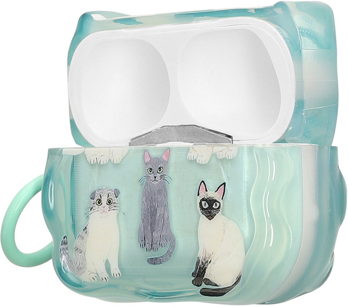 kwmobile In-Ear Oordopjes Case voor Apple Airpods Pro 2 / Pro 1 Case met Karabijnhaak - Headphones Case - Earphones Cover Etui - Verschillende kattenrassen design