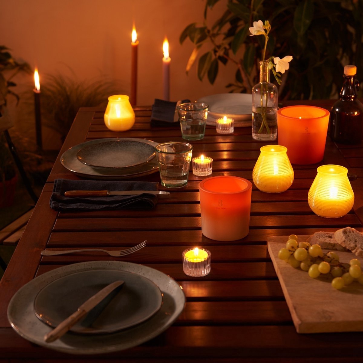 BOLSIUS UNFRAGRANCED OUTDOOR CANDLE KAARS WIT 6 X 1 STUK