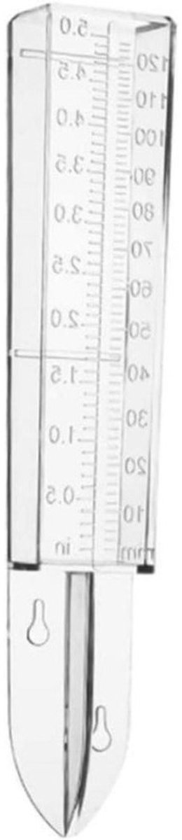 Kunststof regenmeter - Maatbeker voor de tuin - Buitenweer meten - Dubbele schaal - 120 mm - Transparant