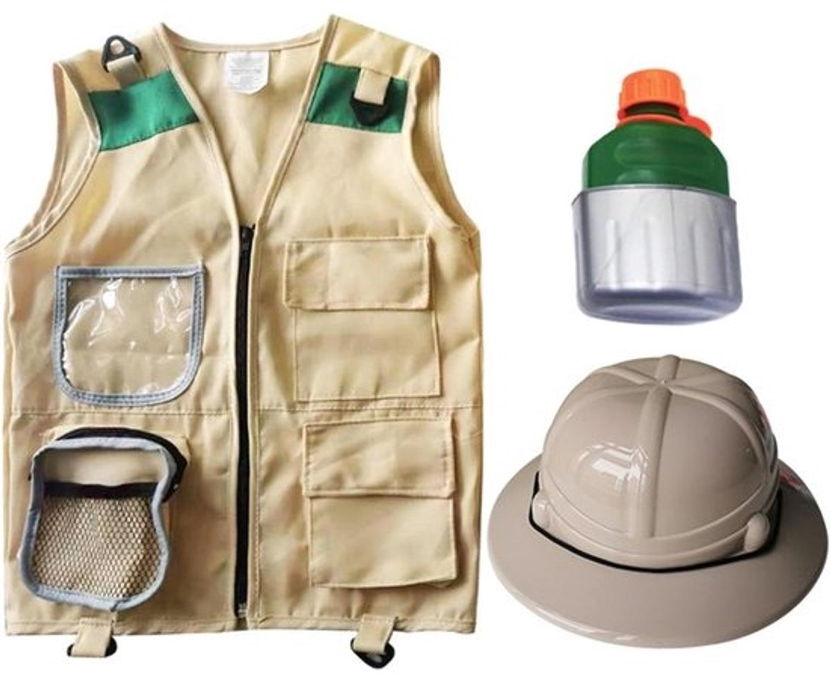 Outdoorvest voor kinderen - Avonturenset voor kinderen - Voor buitenspelen - Veelzijdig cargovest - Lengte 48 cm - Groen