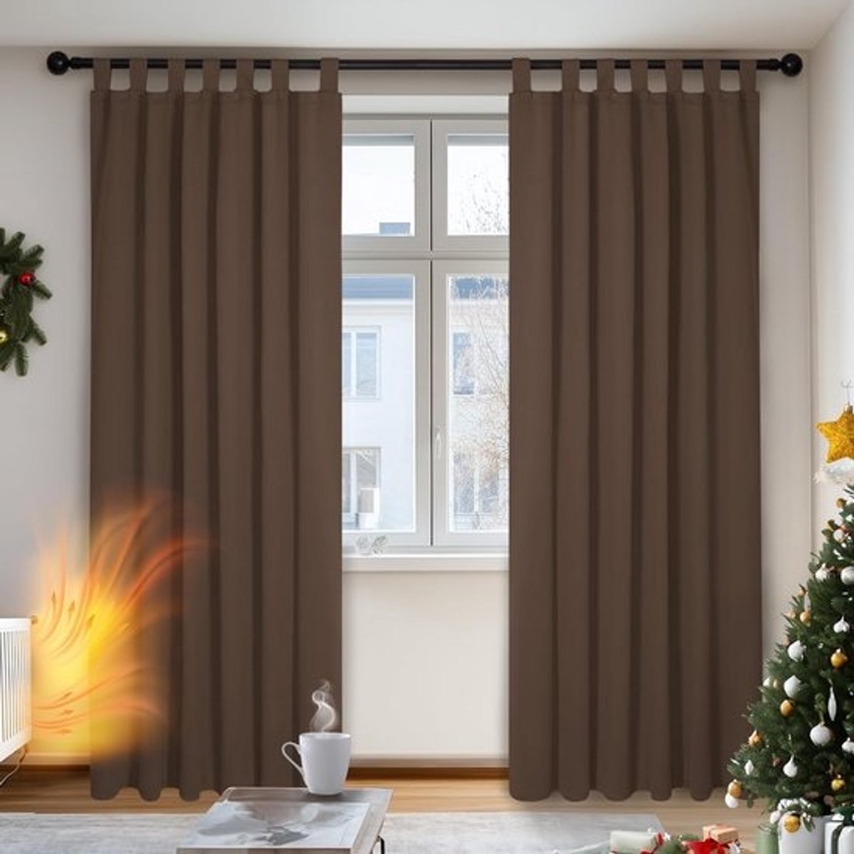 Kant-en-klare gordijnen met haakjes - Gordijn voor een gordijnroede - Verduisterende gordijnen - Voor het huis
