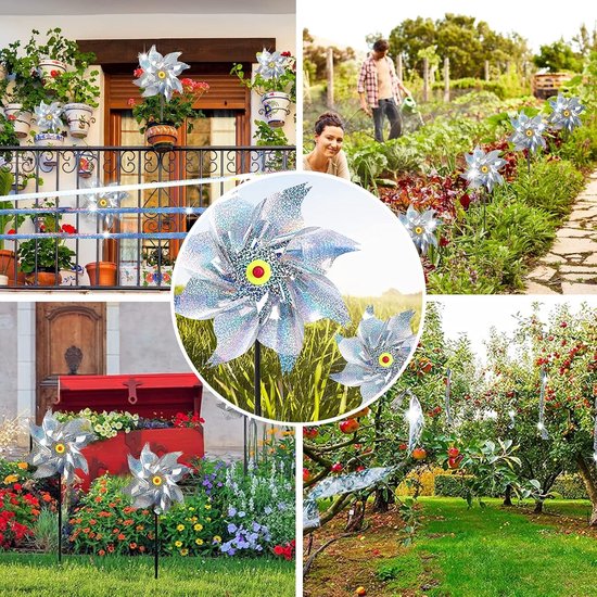Reflecterende Windmolens voor Vogels, 4 Stuks, Effectieve Vogelafschrikking voor Tuin en Balkon, Ideaal voor Fruitbomen en Tuinplanten — afbeelding 5