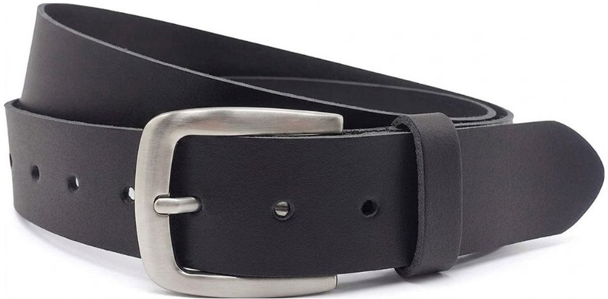 Fana Bags® Leren Riem Zwart - Lederen Heren Riem - Zilveren gesp - Glad Leer - Grote Maat Riem - Riemmaat 120 - Totale Lengte 135 cm