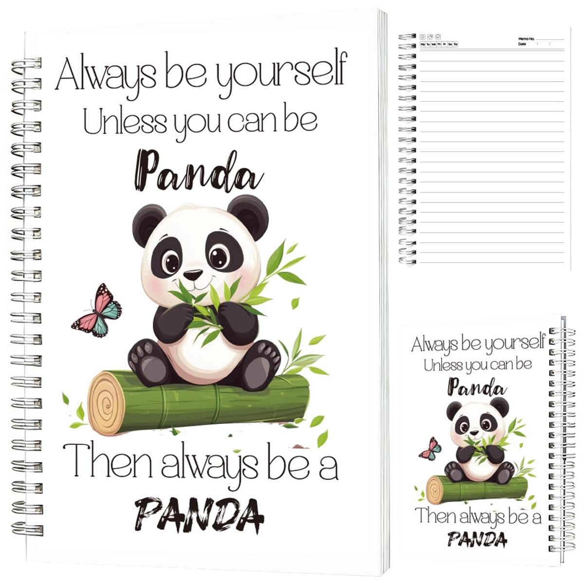 Notitieboek spiraal 5,5 x 8,3 cm - cartoon panda - inspirerend citaat - perfect voor creatief schrijven - ShopVlot