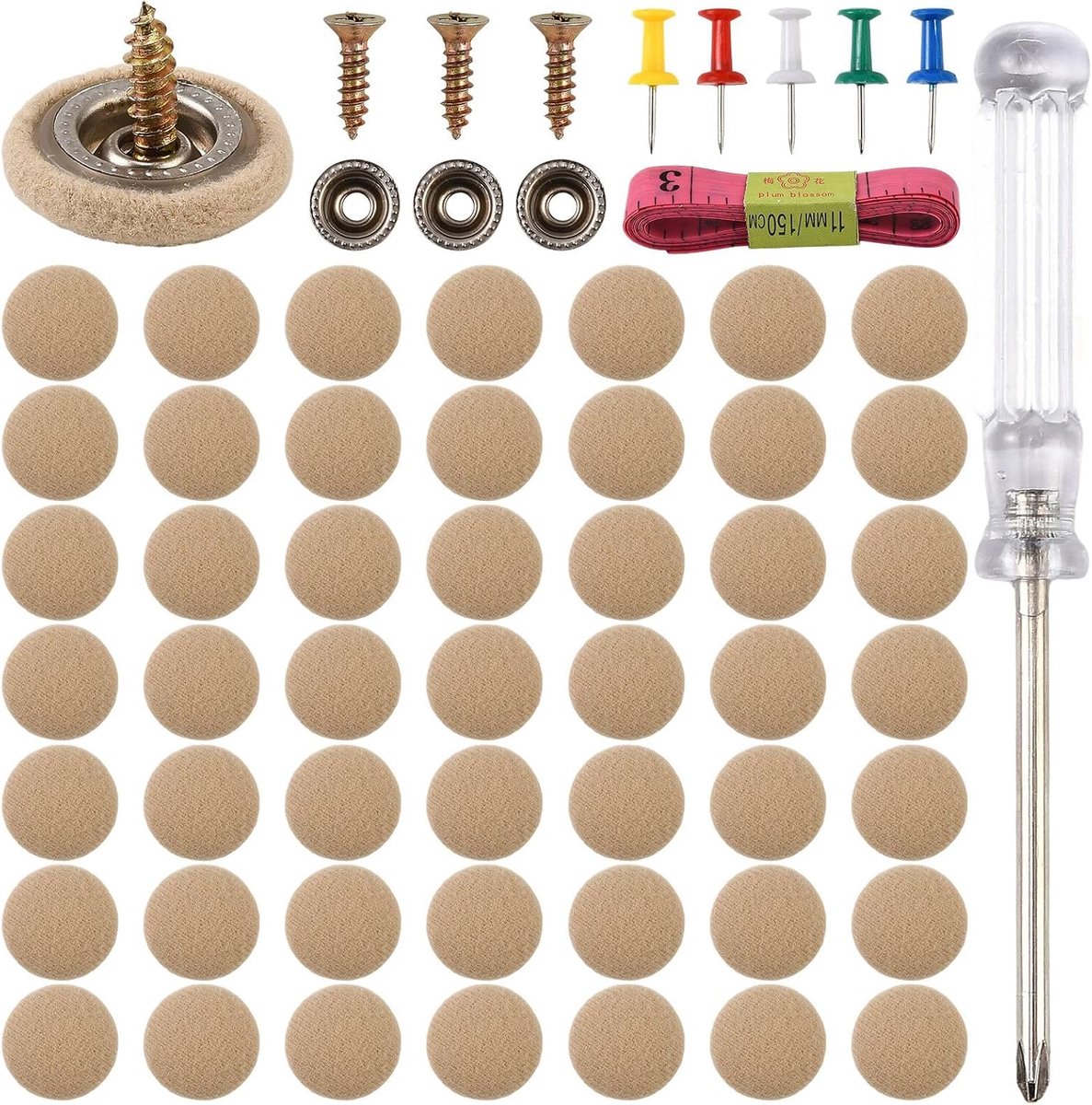 Car Roof Sky Repair Kit - Beige Velours - Inclusief 50 Hoofdliner Pins en Meetlint - ShopVlot