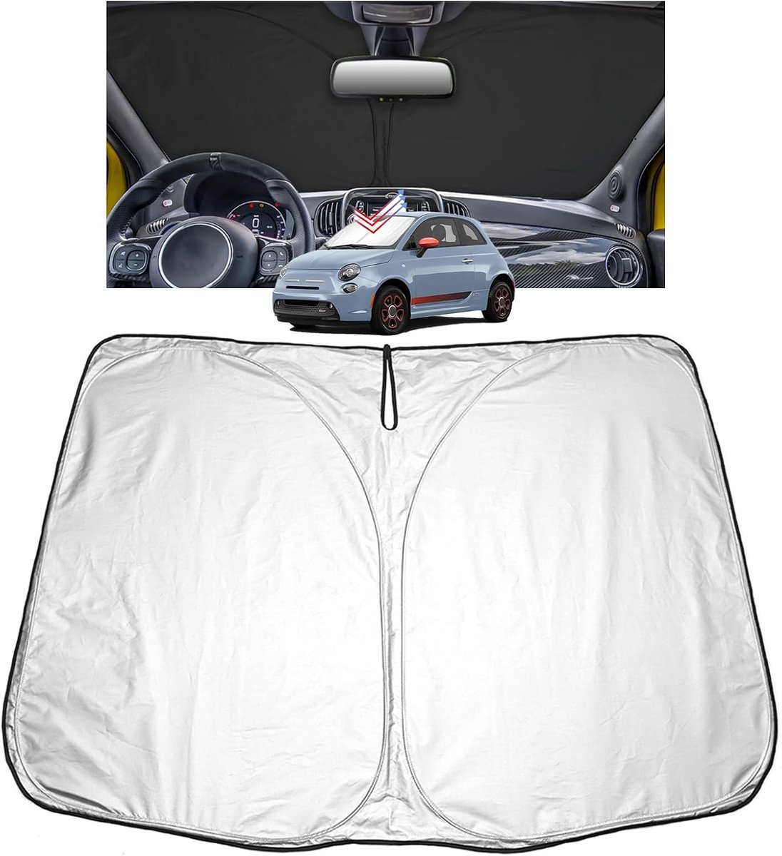 GAFAT Compatible with FIAT 500/ Abarth 595 2016-2024 2025 Sun Protection Windscreen Inside, Qashqai J11 Windscreen - ShopVlot