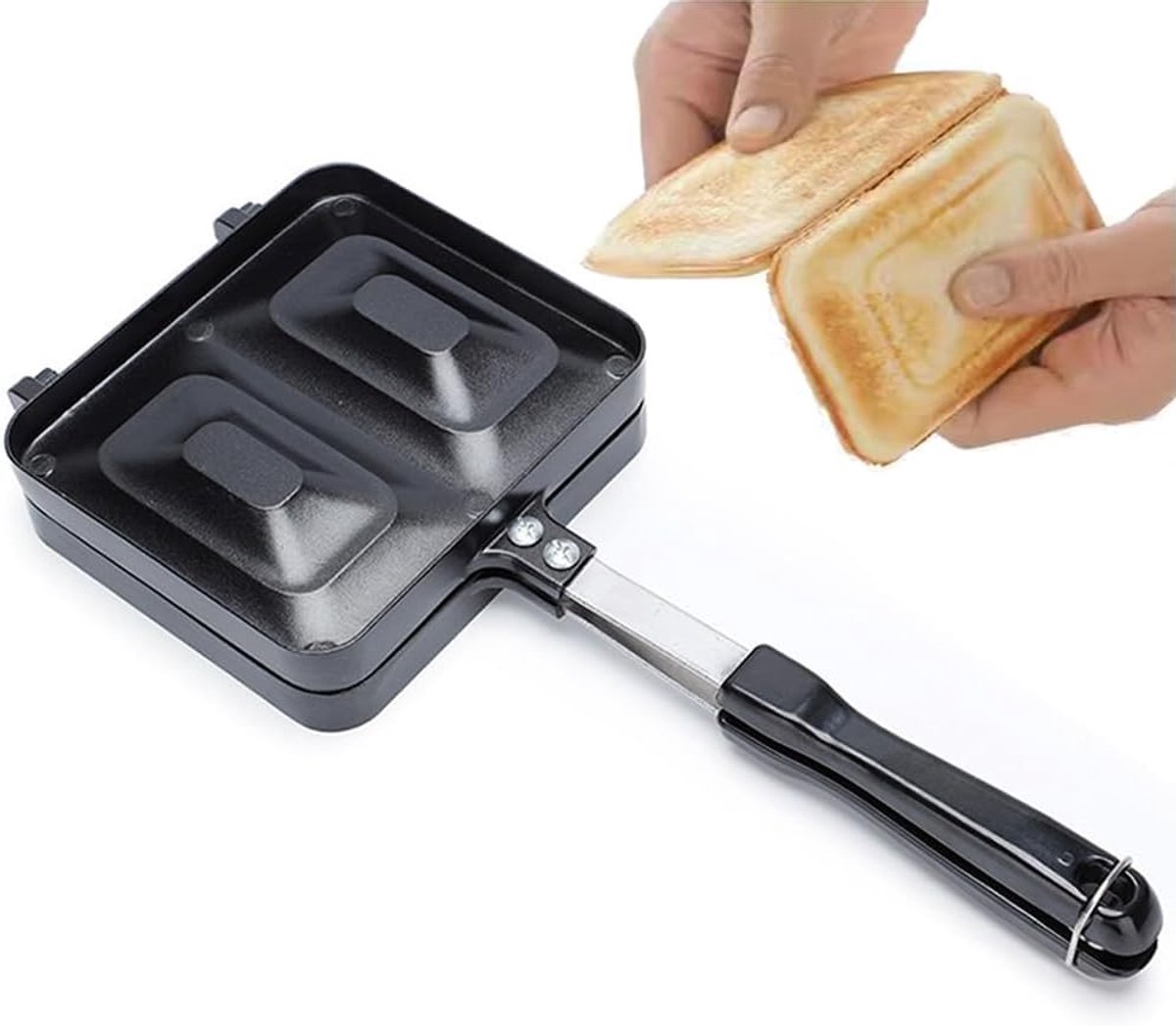 Hand-held sandwich maker for perfectly sealed, halved appetizers - ShopVlot