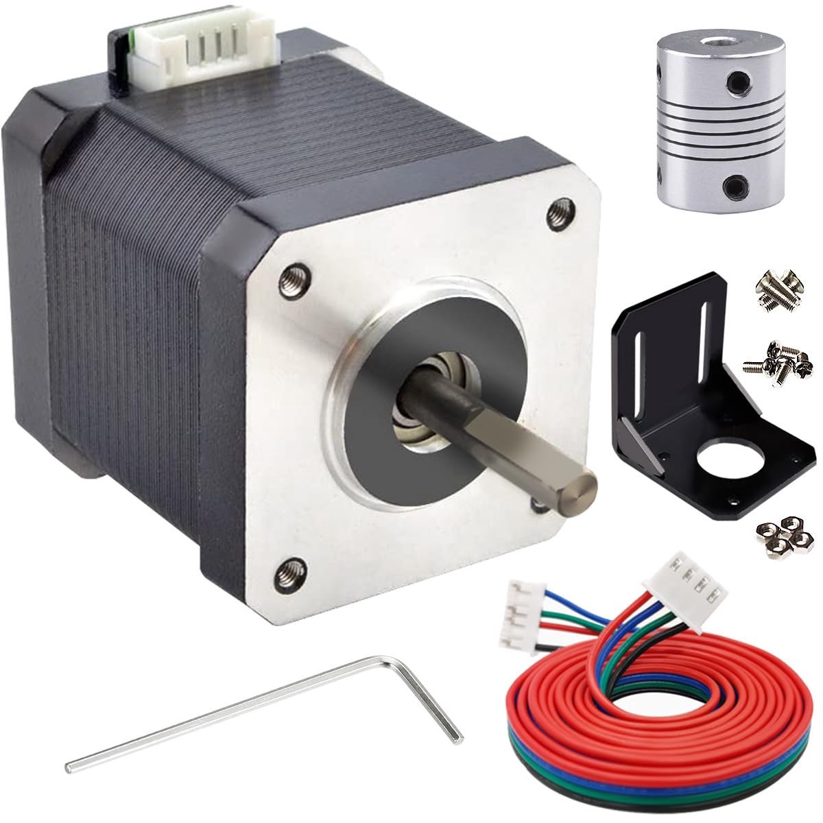 Nema 17 Motor 42 x 48 mm 12V DC 1.8 ° for 3D Primer, Supports 4 Phase Cable with 4 Pin, Creality CR-10 10S Ender 3 - ShopVlot