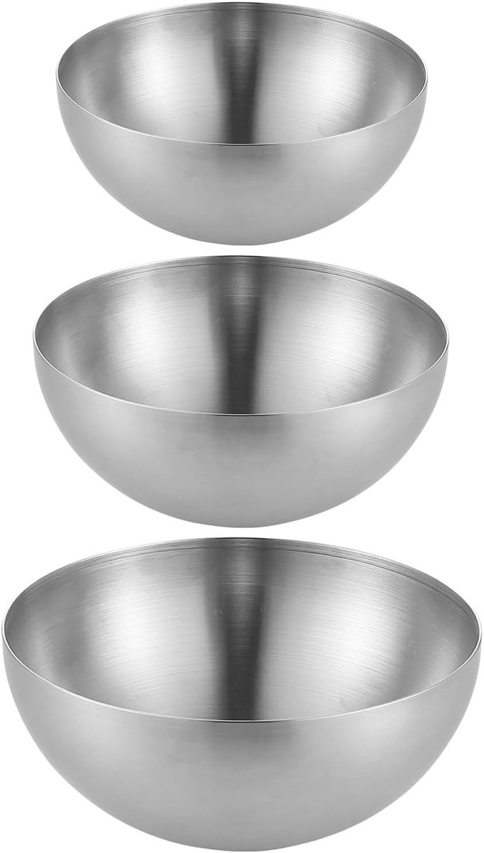 Grote RVS Schalen voor Soep en Cereal, Ideaal voor Koken en Serveren, Verkrijgbaar in 15cm, 20cm en 25cm