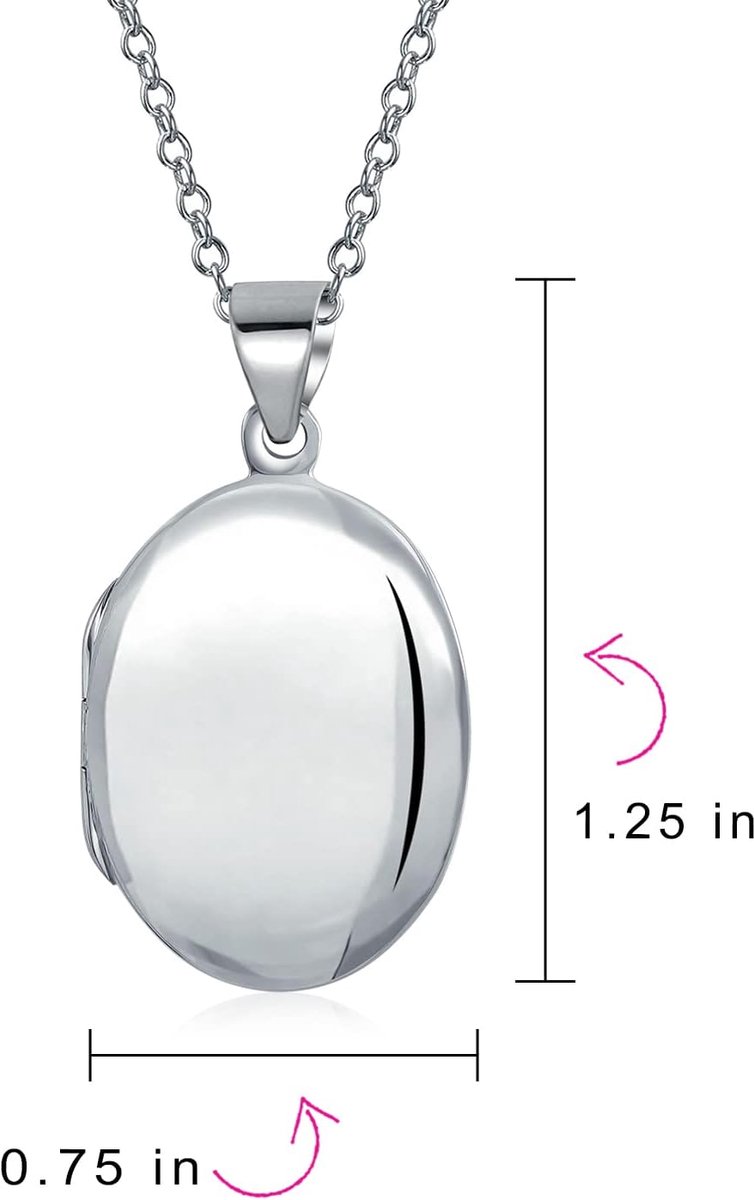 Plain Dome Ovale Cirkel Traditionele Gepersonaliseerde Graveren Foto Medaillon Voor Vrouwen Tieners Houdt Foto's .925 Zilveren Ketting Hanger Kleine-Medium-Large, Eén Maat