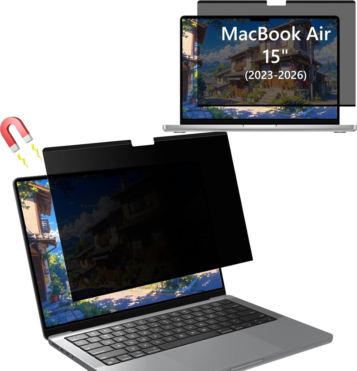 Privacyschermfilter voor MacBook Air 15 inch (2023-2026, M5 / M4 / M3 / M2), verwijderbare anti-peeping reflectievrije laptopbeschermer compatibel met MacBook Air 15"/15-inch M5