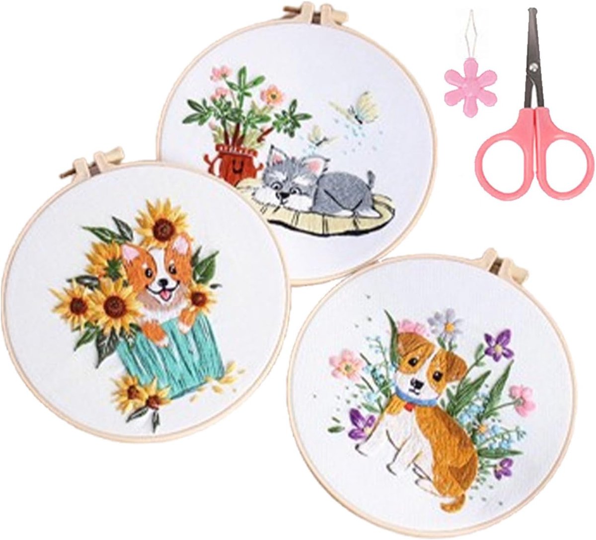 3-delige borduurset voor beginners, kruissteekset met bloemen, borduurset, borduurset, borduurset, borduurset, borduurset, borduurset, borduurset, borduurset, borduurset, borduurset, borduurset