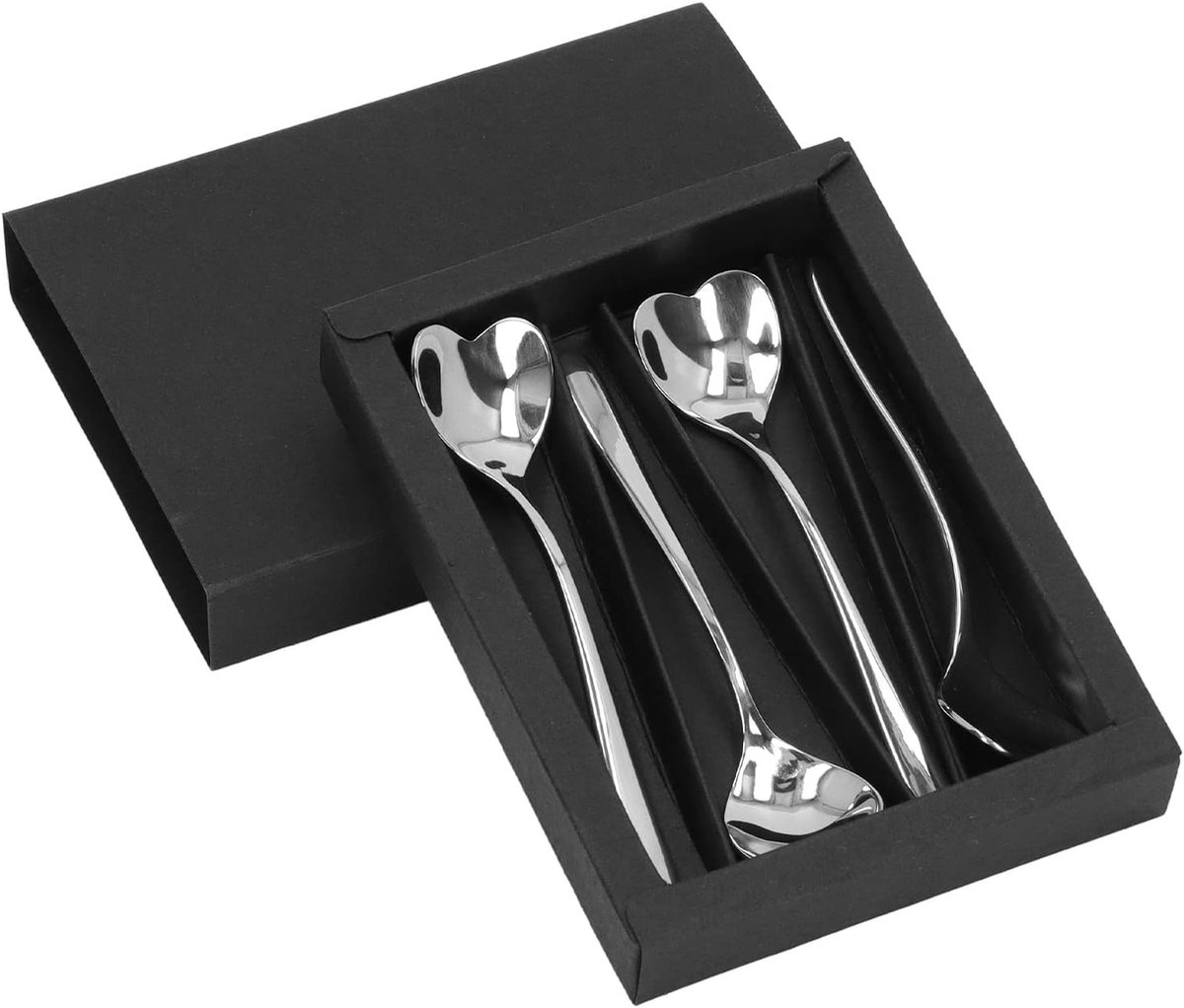 4 stuks roestvrijstalen hartvormige lepels, mini-theelepel, koffielepel, roerlepel, theelepel, schattige roerlepel voor thee, koffie, dessert, roeren van suiker en room