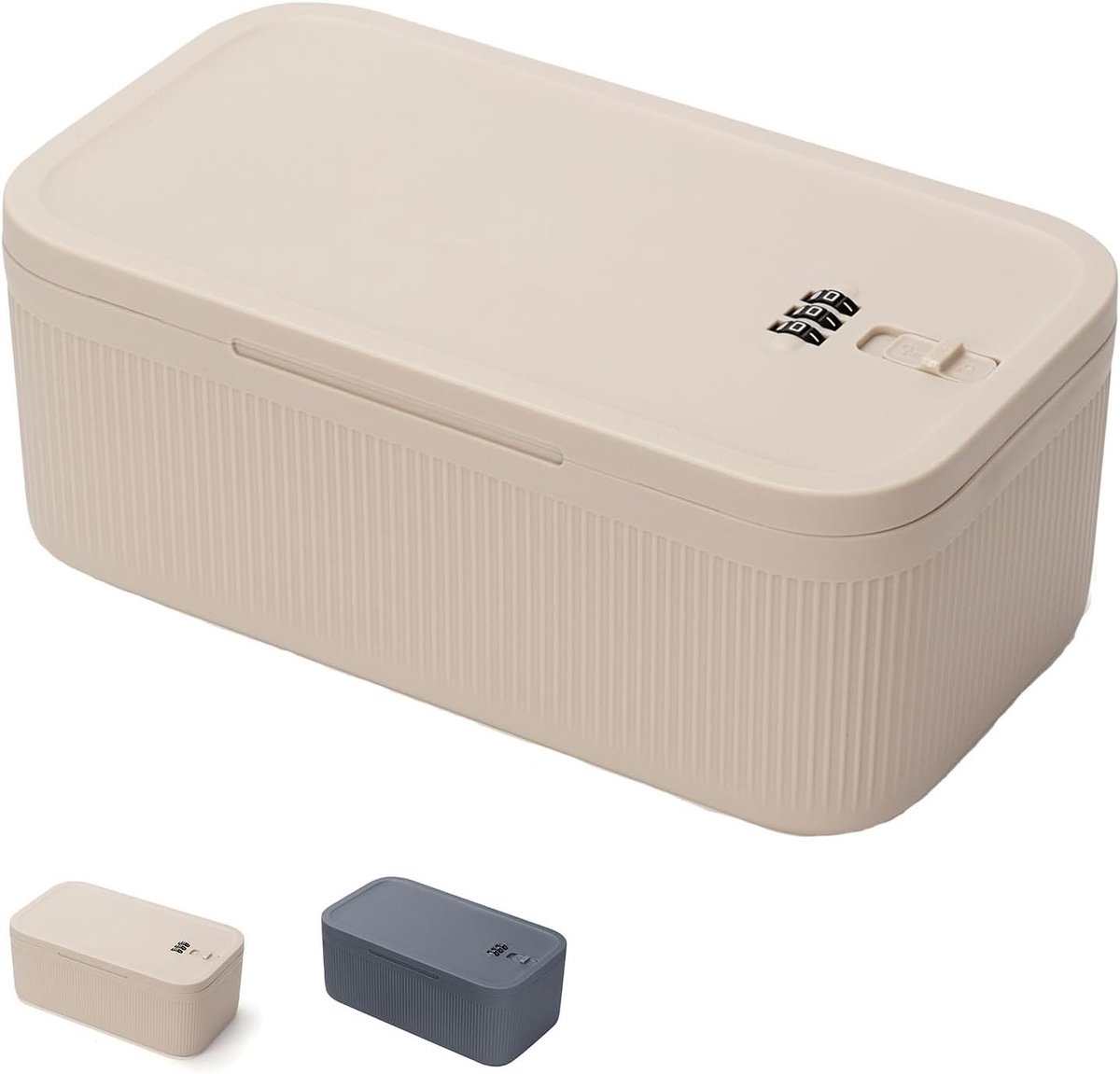 Veilige Opbergdoos voor Medicijnen en Persoonlijke Spullen - Slotdoos voor Thuis, Kantoor en Reis - Ideaal voor Koelkast en Mobiele Telefoons (Beige/23.9*13.1 cm)