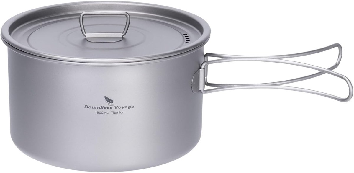 1.8L Camping Kookpot van Titanium - Lichtgewicht Kookgerei voor Buiten, Ideaal voor Backpacken en Reizen