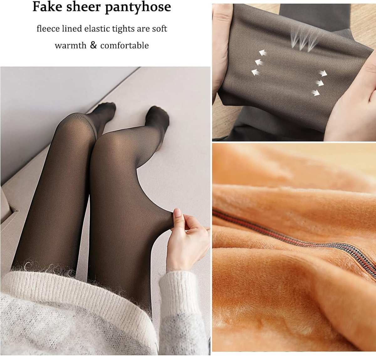 Dames Tights met Translucente Pluche Voering - 330g Thermische Leggings voor de Winter, Warm en Comfortabel