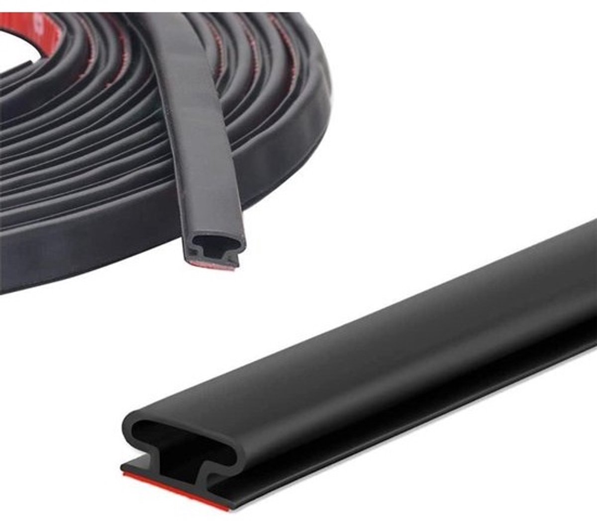 Rubberen weerstrip voor deurafdichting - Voor geluidsisolatie - Zelfklevend en waterdicht - 15 m - Zwart