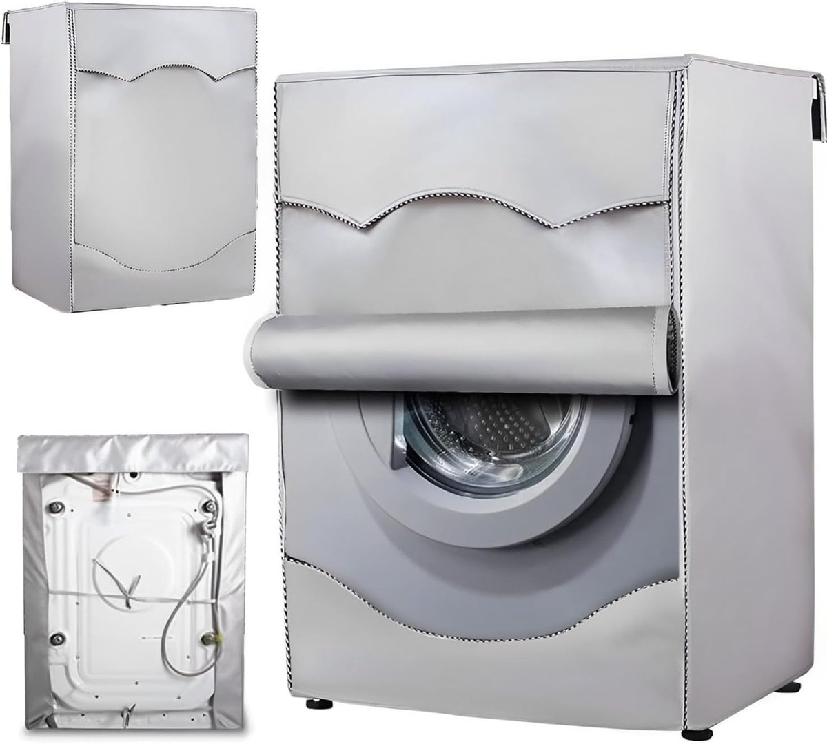 Wasmachineafdekking, waterdichte wasmachineafdekking met zonwering, zilver-60 x 60 x 85 cm