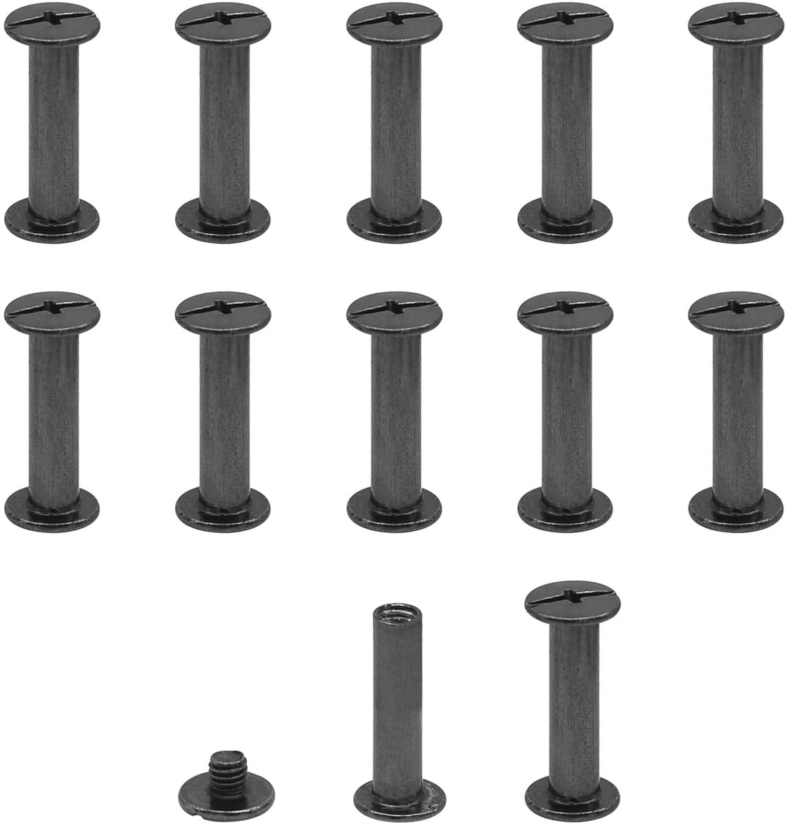 12 sets Chicago schroefpalen, klinknagel Chicago bindschroeven, metalen klinknagel vervanging reparatie voor tassen, kraag, harnas, bagage, portemonnee, hondenriem, rugzak, riem