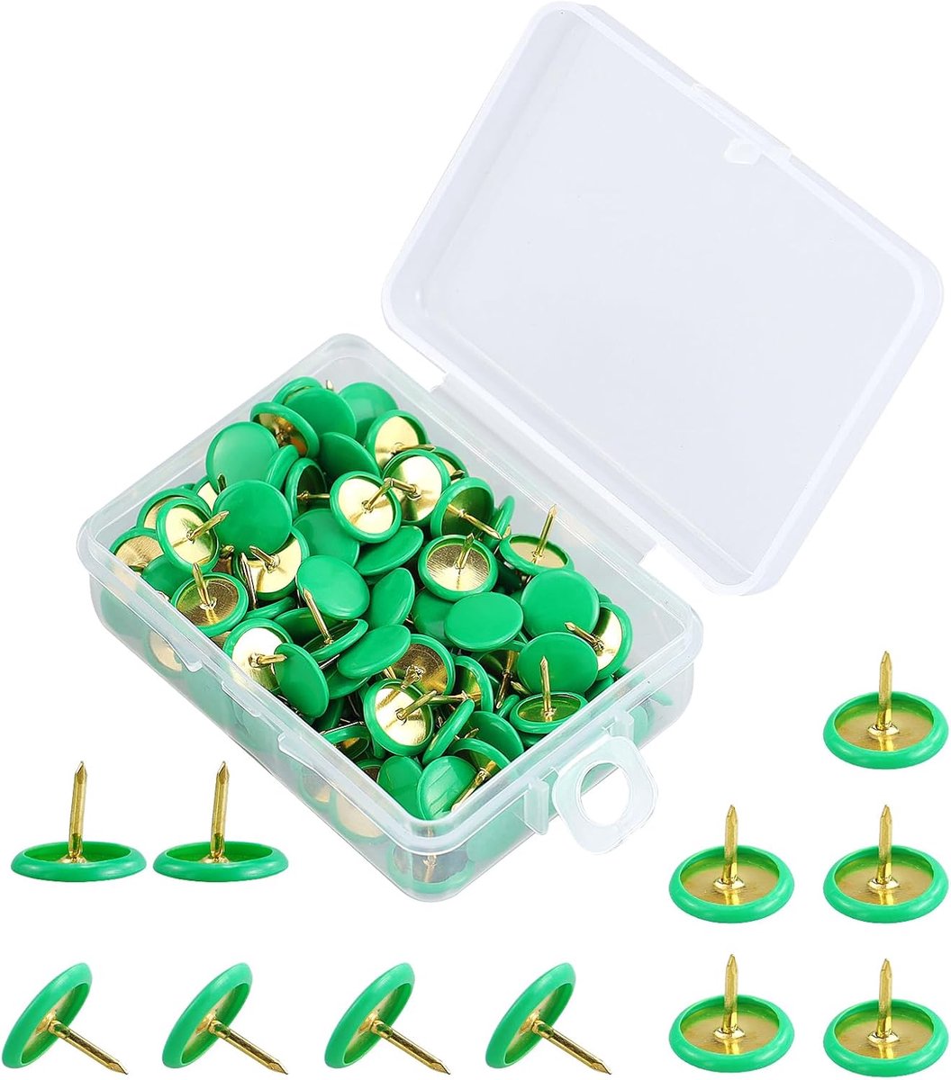 150 Stks Groene Push Pins Decoratieve Duim Tacks Plastic Ronde Hoofd Messing Tekening Metalen Punaise Met Stalen Punt voor Foto Muur Kurk Board