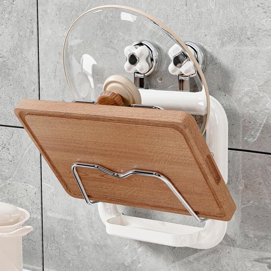 Deksel Organizer, Anti-Slip 2-Tier Pan Deksel Organizer Pot Deksel Rack - Herbruikbare Pot en Pan Rack, Deksel Houder Organizer voor Kast Deur/Muur Pot Deksels — afbeelding 5