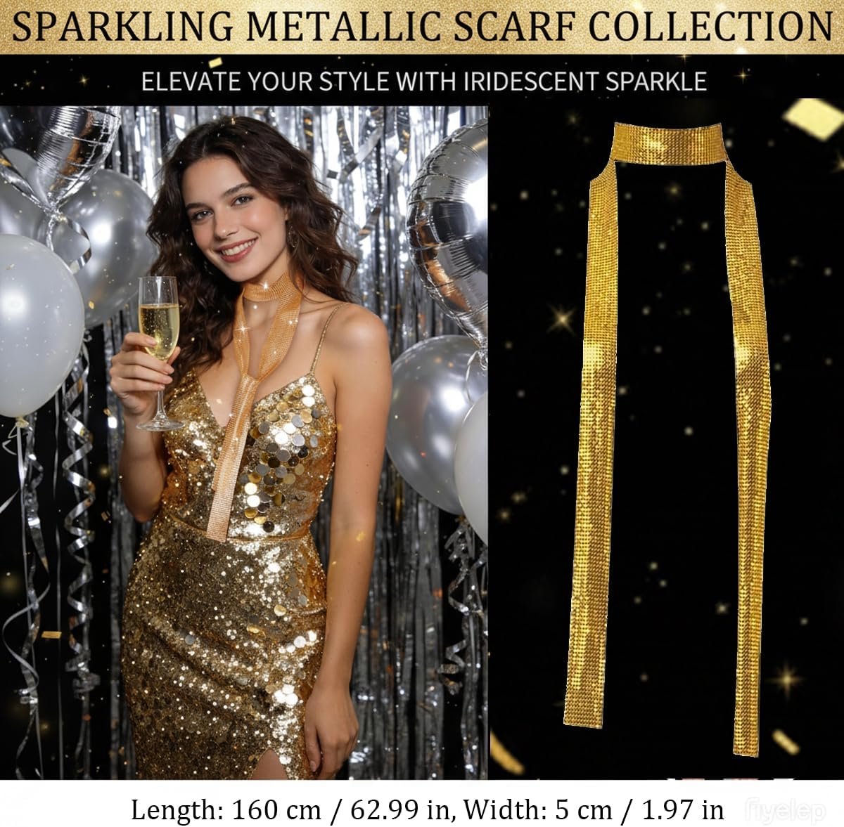 Pailletten sjaal dames glitter halsdoek wikkels lange stropdassen doeken kettingen glinsterende dunne damessjaal voor bruiloft carnaval kostuum party accessoires