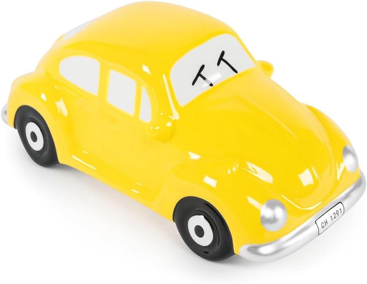 Spaarpot auto vintage - keramiek - gele kleur - decoratief en uniek - ShopVlot
